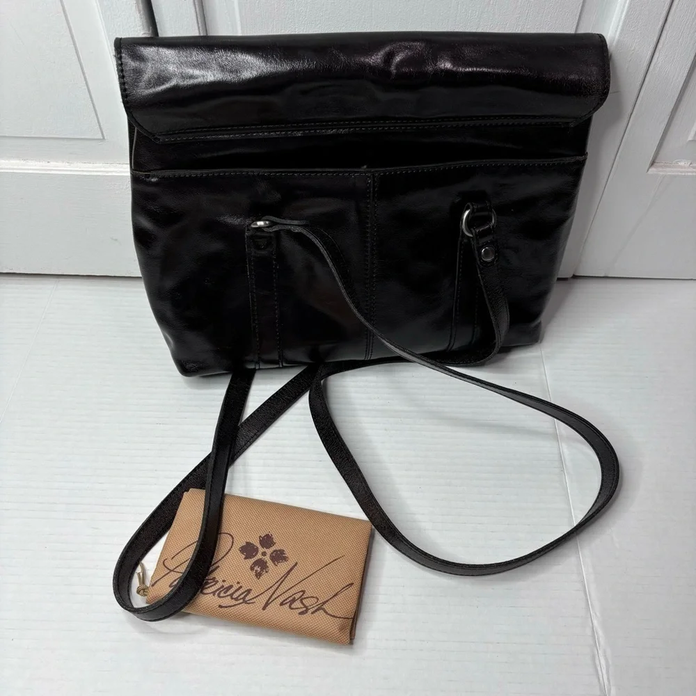 PATRICIA NASH Amersham Soft Black Oil Waxed Nappa Leather Messenger Bag - Picture 7 of 7